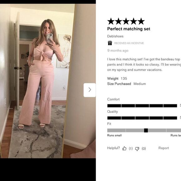 EXPRESS Linen-Blend Tie Front Bandeau Top / Crop Top in Pale Pink NWT (L + XL) - Picture 9 of 16